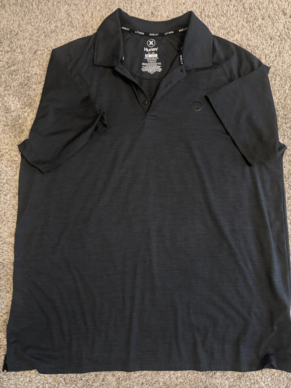 Hurley Men's Short Sleeve Polo Shirt charcoal/ black